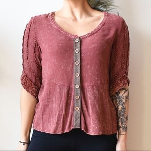 BKE | Burgundy Boho Blouse